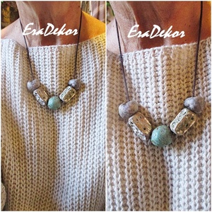 Rusztikus bohém fantázia türkizzel, Ékszer, Nyaklánc, Medálos nyaklánc, Festett tárgyak, MESKA