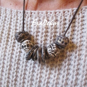 Rusztikus bohém fantázia fekete - ékszer - nyaklánc - medálos nyaklánc - Meska.hu