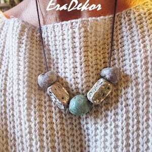 Rusztikus bohém fantázia türkizzel - ékszer - nyaklánc - medálos nyaklánc - Meska.hu