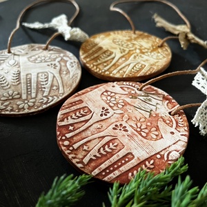 Rusztikus karácsonyfadíszek 3db - karácsony - karácsonyi lakásdekoráció - karácsonyfadíszek - Meska.hu