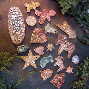 Tradicionális rusztikus karácsonyfadíszek 18 db/szett - karácsony - karácsonyi lakásdekoráció - karácsonyfadíszek - Meska.hu