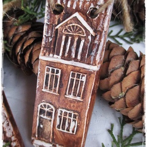 Vintage  karácsonyi házak 1db karácsonyfadísz - Meska.hu