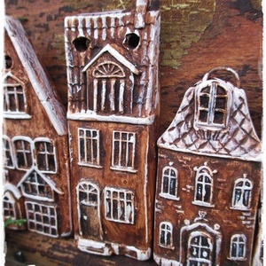 Vintage  karácsonyi házak 1db karácsonyfadísz - karácsony - karácsonyi lakásdekoráció - karácsonyfadíszek - Meska.hu