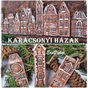 Vintage  karácsonyi házak 2db karácsonyfadísz - karácsony - karácsonyi lakásdekoráció - karácsonyfadíszek - Meska.hu