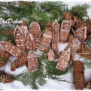 Rusztikus házak karácsonyfadíszek 10 db/szett - Meska.hu