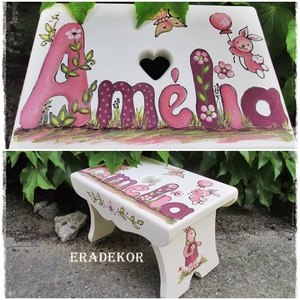 Névre szóló sámli kislányoknak keresztelőre - Meska.hu