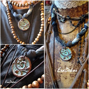 Rusztikus türkiz  árnyalatok  - ékszer - nyaklánc - hosszú nyaklánc - Meska.hu