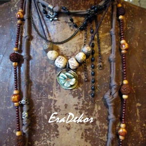  Türkiz virág nyaklánc - ékszer - nyaklánc - hosszú nyaklánc - Meska.hu