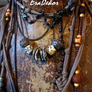 Rusztikus szürke és fekete árnyalatok  - ékszer - nyaklánc - hosszú nyaklánc - Meska.hu