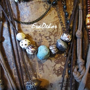 Rusztikus szürke és türkiz  árnyalatok , Ékszer, Nyaklánc, Hosszú nyaklánc, Ékszerkészítés, Kerámia, MESKA