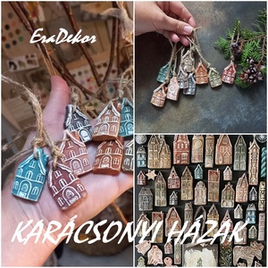 Rusztikus festett házikók karácsonyfadíszek 10 db/szett - Meska.hu