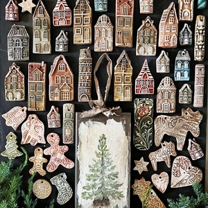 Vintage  karácsonyi házak 10db karácsonyfadísz - Meska.hu