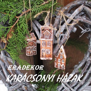 Rusztikus házak karácsonyfadíszek 16 db/szett - Meska.hu
