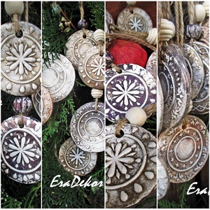 Rusztikus karácsonyfadíszek 10db - karácsony - karácsonyi lakásdekoráció - karácsonyfadíszek - Meska.hu