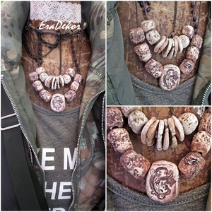 Rusztikus beige árnyalatok  - ékszer - nyaklánc - hosszú nyaklánc - Meska.hu