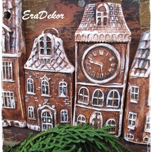 Vintage  karácsonyi házak 10db karácsonyfadísz - karácsony - karácsonyi lakásdekoráció - karácsonyfadíszek - Meska.hu