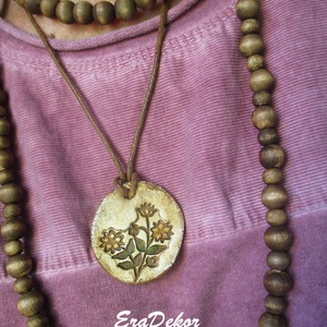 Virágnyaklánc, Ékszer, Nyaklánc, Medálos nyaklánc, Festett tárgyak, MESKA