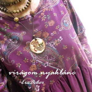 Virágnyaklánc, Ékszer, Nyaklánc, Medálos nyaklánc, Festett tárgyak, MESKA