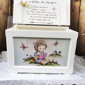 Cicás  játéktároló láda kislányok keresztelőjére - baba - mama - babaszobabútor - játéktároló - Meska.hu