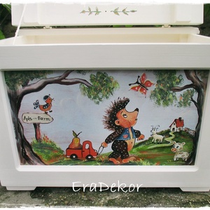 Sünis  játéktároló láda kisfiúk keresztelőjére - baba - mama - babaszobabútor - játéktároló - Meska.hu