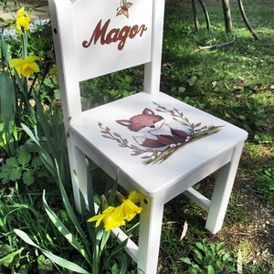 Festett rókás  szék  kisfiúknak 1db - baba - mama - babaszobabútor - gyerek szék, sámli - Meska.hu