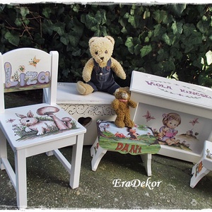 Festett rókás  szék  kisfiúknak 1db - baba - mama - babaszobabútor - gyerek szék, sámli - Meska.hu