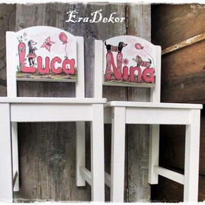 Festett kutyusos  szék  kislányoknak 1db - baba - mama - babaszobabútor - gyerek szék, sámli - Meska.hu