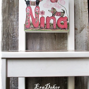 Két festett kutyus a székeden   1db - baba - mama - babaszobabútor - gyerek szék, sámli - Meska.hu