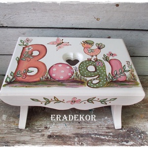 Nyuszis vagy madaras sámli a neveddel  - baba - mama - keresztelő kellékek - keresztelőajándékok - Meska.hu