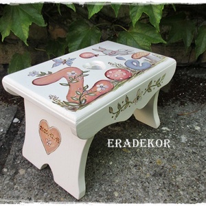 Nyuszis vagy madaras sámli a neveddel  - baba - mama - keresztelő kellékek - keresztelőajándékok - Meska.hu