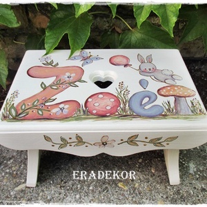 Nyuszis vagy madaras sámli a neveddel  - baba - mama - keresztelő kellékek - keresztelőajándékok - Meska.hu