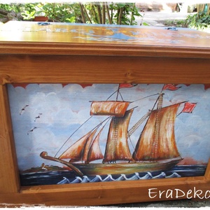 Hajós, játéktároló kincsesláda kisfiúknak - baba - mama - keresztelő kellékek - keresztelőajándékok - Meska.hu