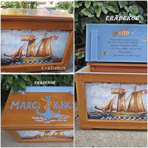 Hajós, játéktároló kincsesláda kisfiúknak - baba - mama - keresztelő kellékek - keresztelőajándékok - Meska.hu