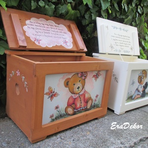 Mackós játéktároló kincsesláda kislányoknak, Otthon & Életmód, Tárolás & Rendszerezés, Láda, Festett tárgyak, MESKA