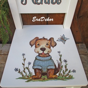 Festett kutyusos  szék  kisfiúknak 1db - játék & sport - plüssállat & játékfigura - kutya - Meska.hu