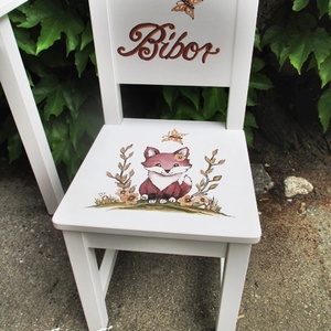 Festett rókakislányos  szék 1db - baba - mama - keresztelő kellékek - keresztelőajándékok - Meska.hu