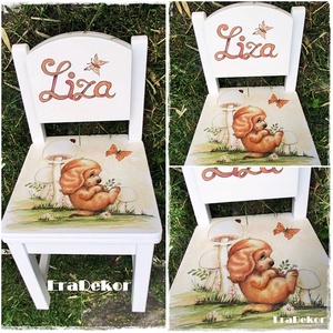 Kutyus és a gomba, festett  szék kislányoknak 1db - Meska.hu