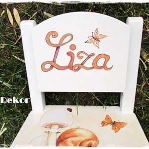 Kutyus és a gomba, festett  szék kislányoknak 1db - otthon & életmód - bútor - szék & fotel - Meska.hu