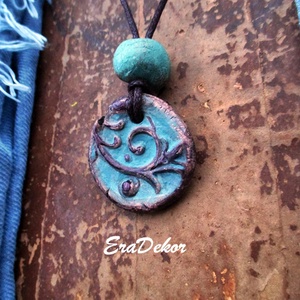 Türkiz és bronz inda nyaklánc - ékszer - nyaklánc - medálos nyaklánc - Meska.hu