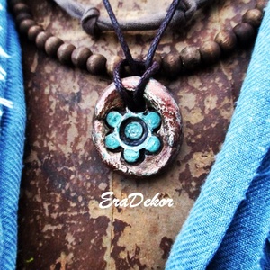 Türkiz és bronz inda nyaklánc - ékszer - nyaklánc - medálos nyaklánc - Meska.hu