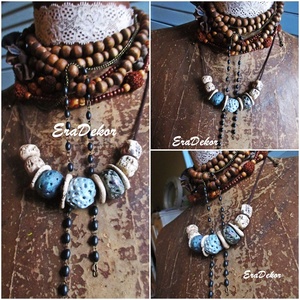 Kékes, szürkés és natúr  árnyalatú nyakláncok - ékszer - nyaklánc - medálos nyaklánc - Meska.hu