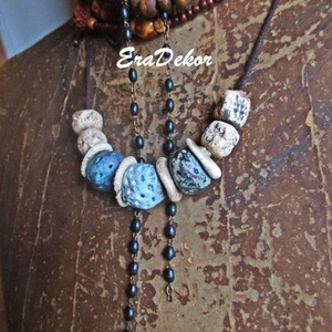 Kékes, szürkés és natúr  árnyalatú nyakláncok - ékszer - nyaklánc - medálos nyaklánc - Meska.hu