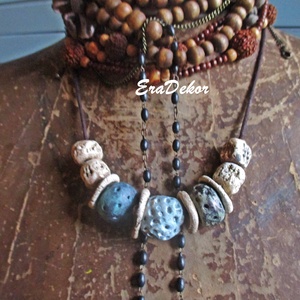 Kékes, szürkés és natúr  árnyalatú nyakláncok - Meska.hu