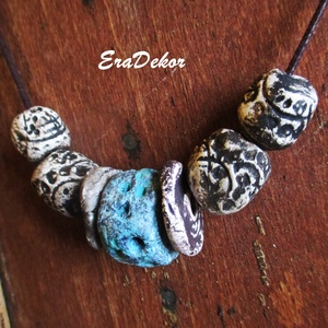 Rusztikusan bohém,  fantázia nyaklánc, Ékszer, Nyaklánc, Medálos nyaklánc, Festett tárgyak, MESKA