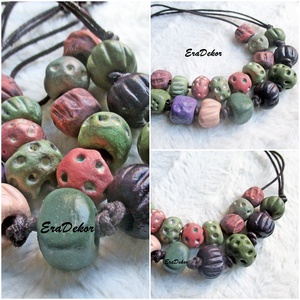 2 db Rusztikus és pöttyös nyaklánc, Ékszer, Nyaklánc, Medálos nyaklánc, Festett tárgyak, MESKA