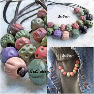 2 db Rusztikus és pöttyös nyaklánc - ékszer - nyaklánc - medálos nyaklánc - Meska.hu