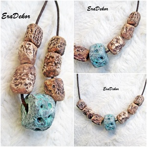 Rusztikus, egy kis türkizzel, Ékszer, Nyaklánc, Medálos nyaklánc, Festett tárgyak, MESKA