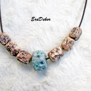 Rusztikus, egy kis türkizzel - ékszer - nyaklánc - medálos nyaklánc - Meska.hu