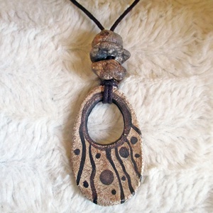 Rusztikus, kő hatású nyaklánc - ékszer - nyaklánc - medálos nyaklánc - Meska.hu