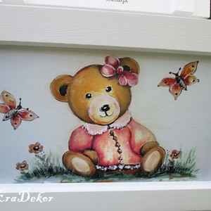 Lányos, macis  játéktároló  láda, ajándék  keresztelőre - otthon & életmód - tárolás & rendszerezés - láda - Meska.hu